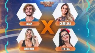 Alan, Carolina, Hariany e Tereza estão no oitavo Paredão do BBB19