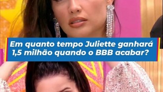 Em quanto tempo Juliette ganhará R$ 1,5 milhão quando o BBB acabar?