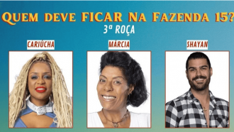 Enquete A Fazenda 2023 + Votação R7: quem sai na 3ª Roça, Cariúcha, Márcia ou Shayan? E quem fica?