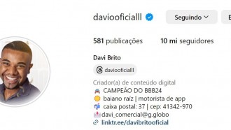 Campeão do BBB 24, Davi atinge 10 milhões de seguidores