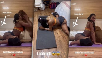 Gracyanne Barbosa mostra momento fofo com pet em treino e 'sofre' com alongamento: 'Morte lenta'