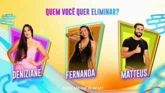 Quem sai do BBB 24 amanhã: Deniziane, Fernanda ou Matteus? VOTE!