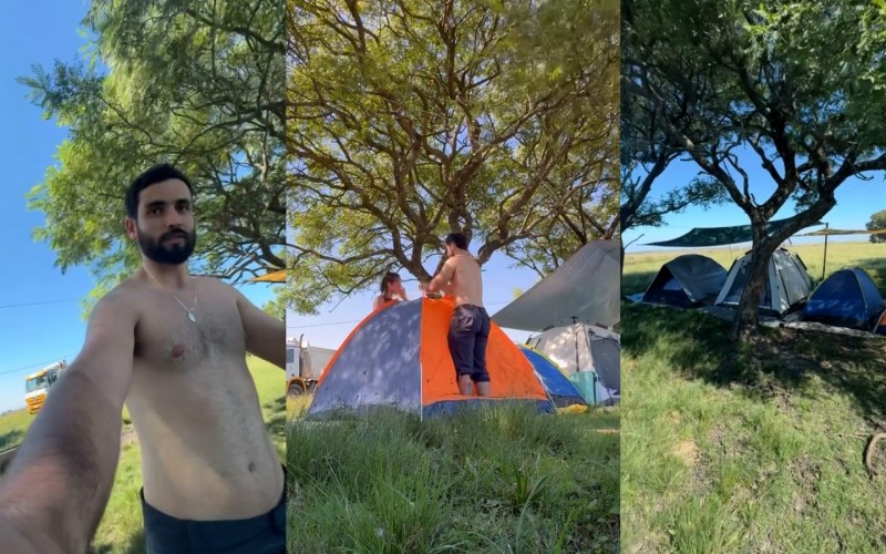 Matteus Amaral acampa com a nova namorada